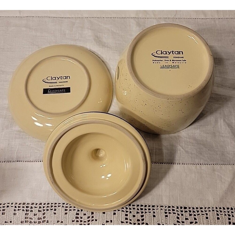 Claytan Stoneware Ginger / Garlic Lidded Canister & Grater Plate - Picture 5 of 8